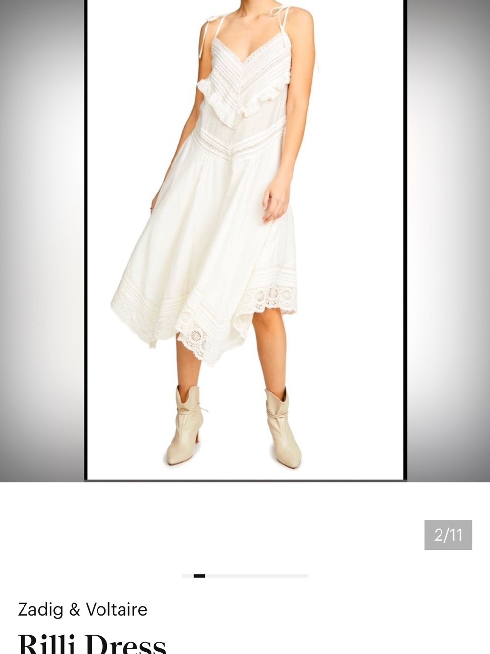 Zadig & Voltaire White Lace-Trim Midi Dress - Picture 2 of 8